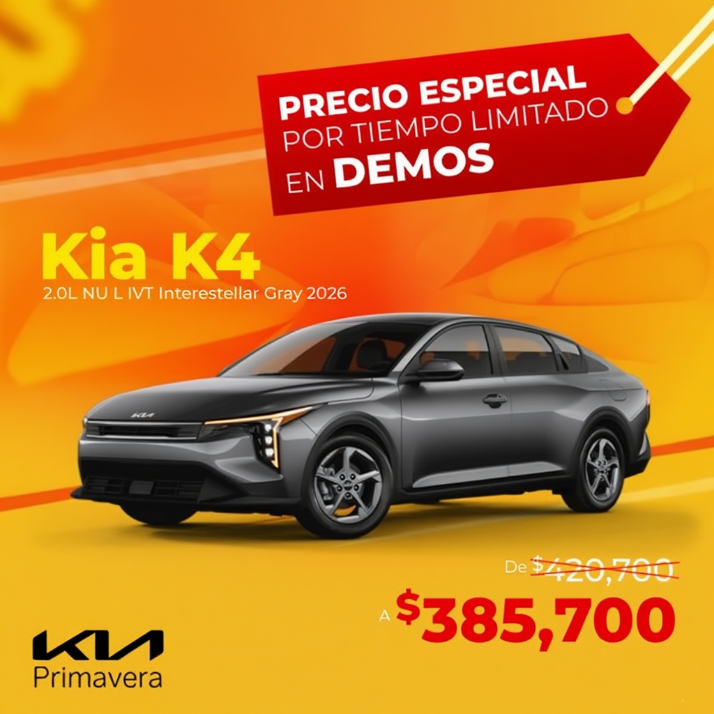 Kia K4 NU L IVT 2026: Elegancia con Ahorro en Demo